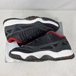 2003 Air Jordan 11 Retro Low IE Black Red Bred Men's 10 306008-061 NEW DS Card